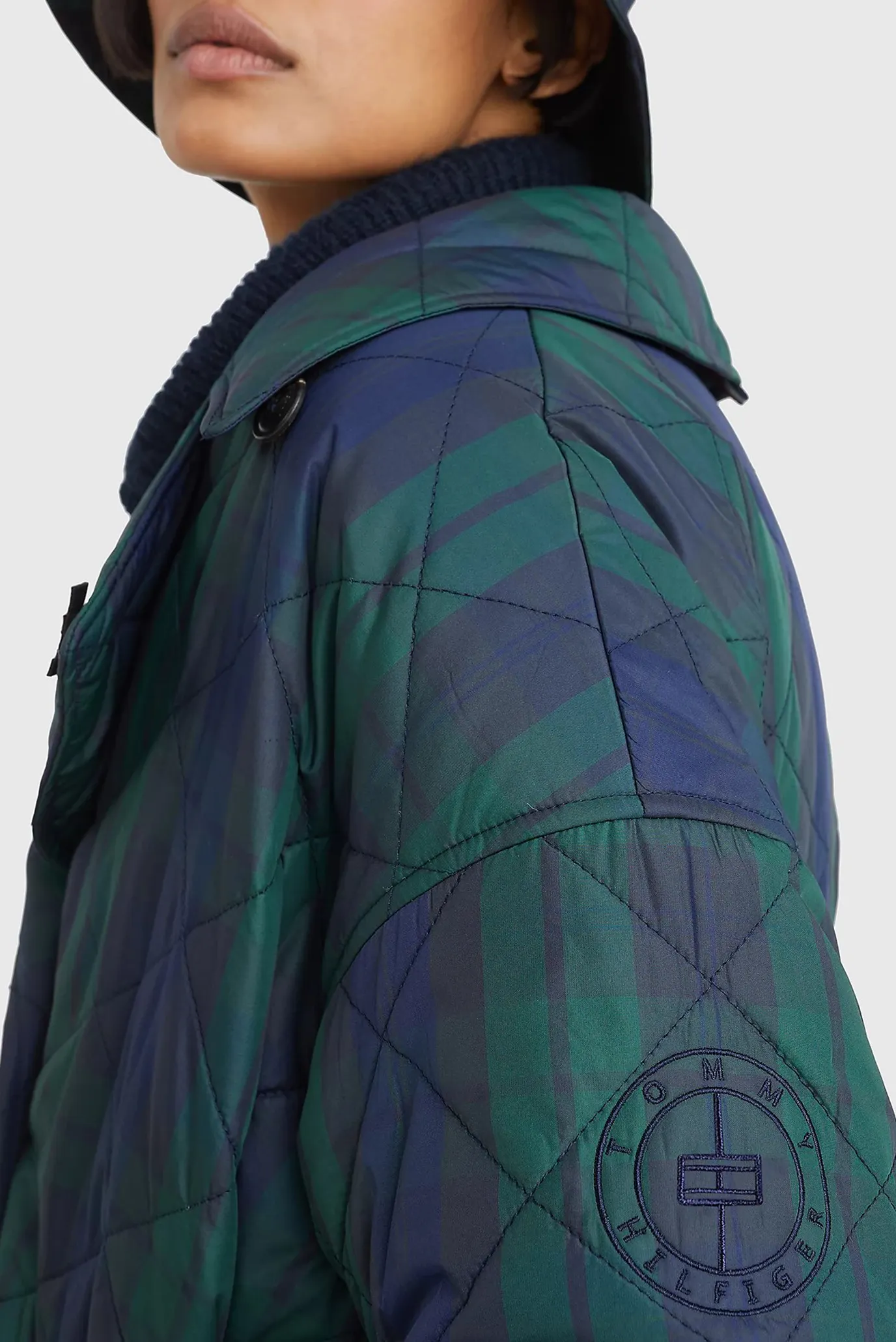 Женская зеленая куртка в клетку CHECK QUILTED 13