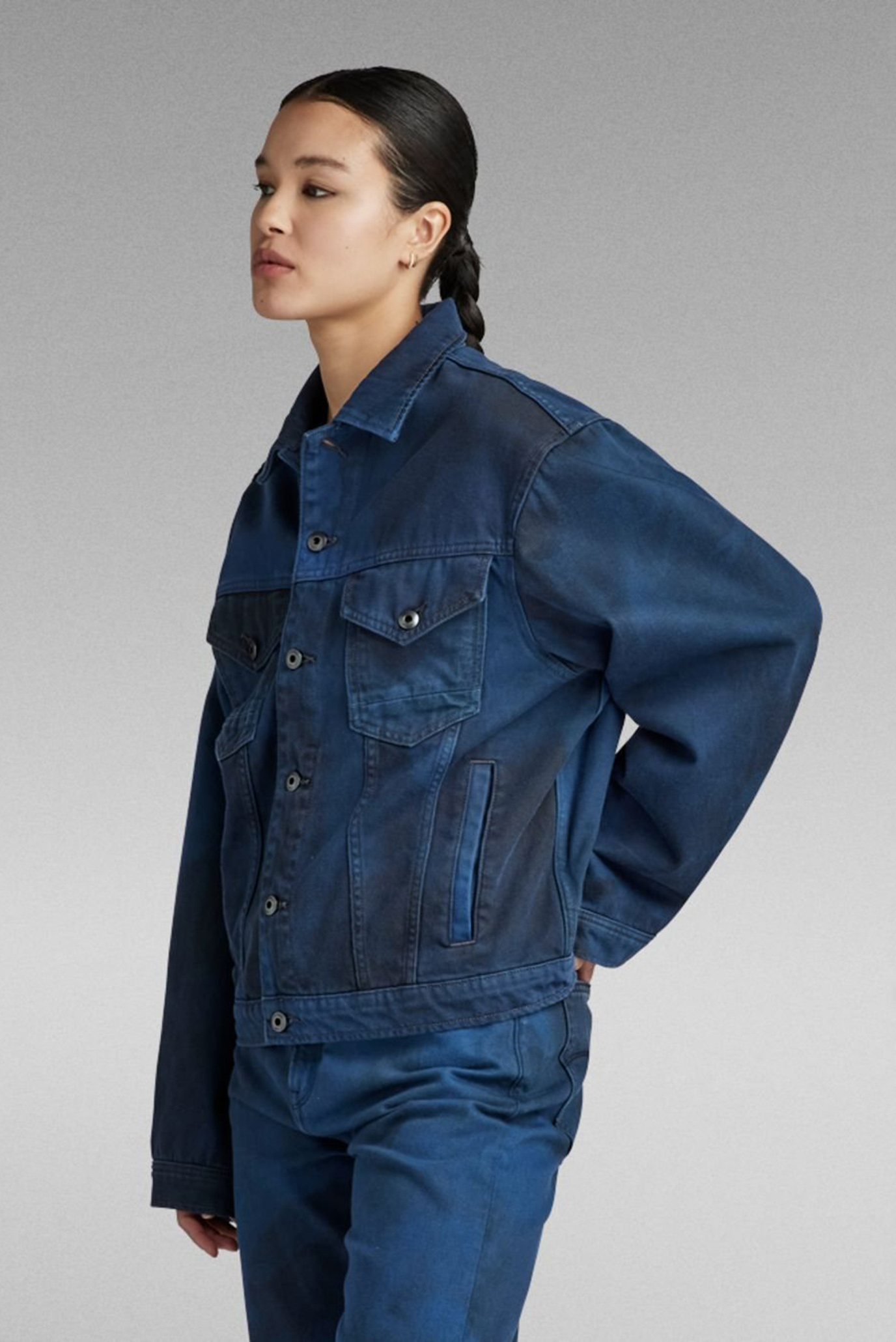 Женская темно-синяя джинсовая куртка Oversized 4
