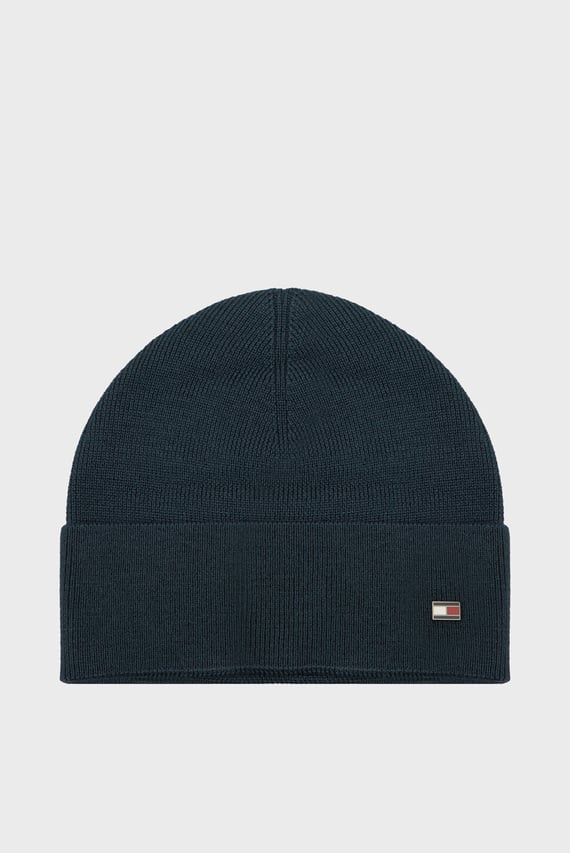 Мужская темно-синяя шерстяная шапка TH FLAG REFINED WOOL BEANIE