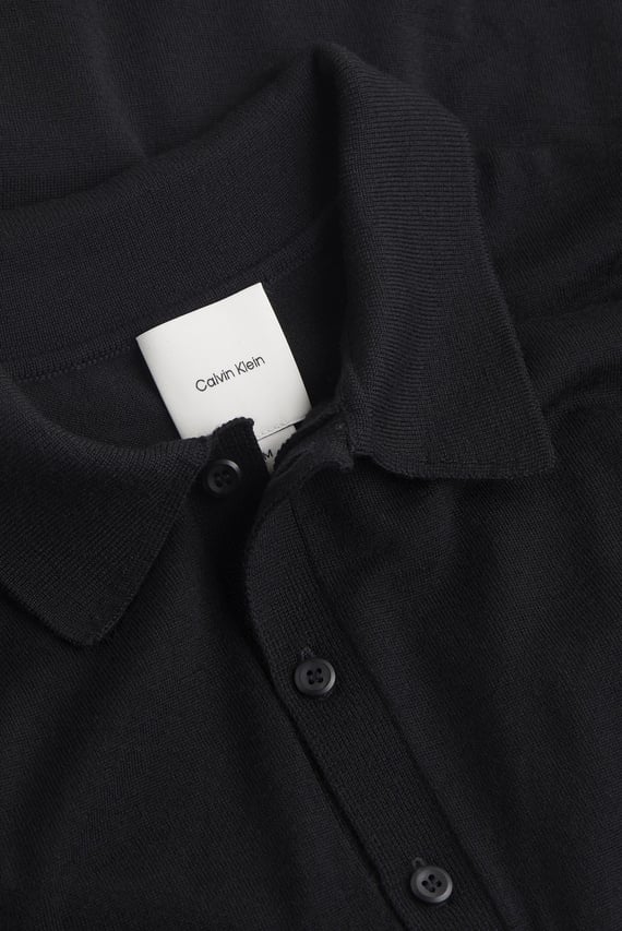 Мужское черное шерстяное поло ITALIAN MERINO SILK LS POLO