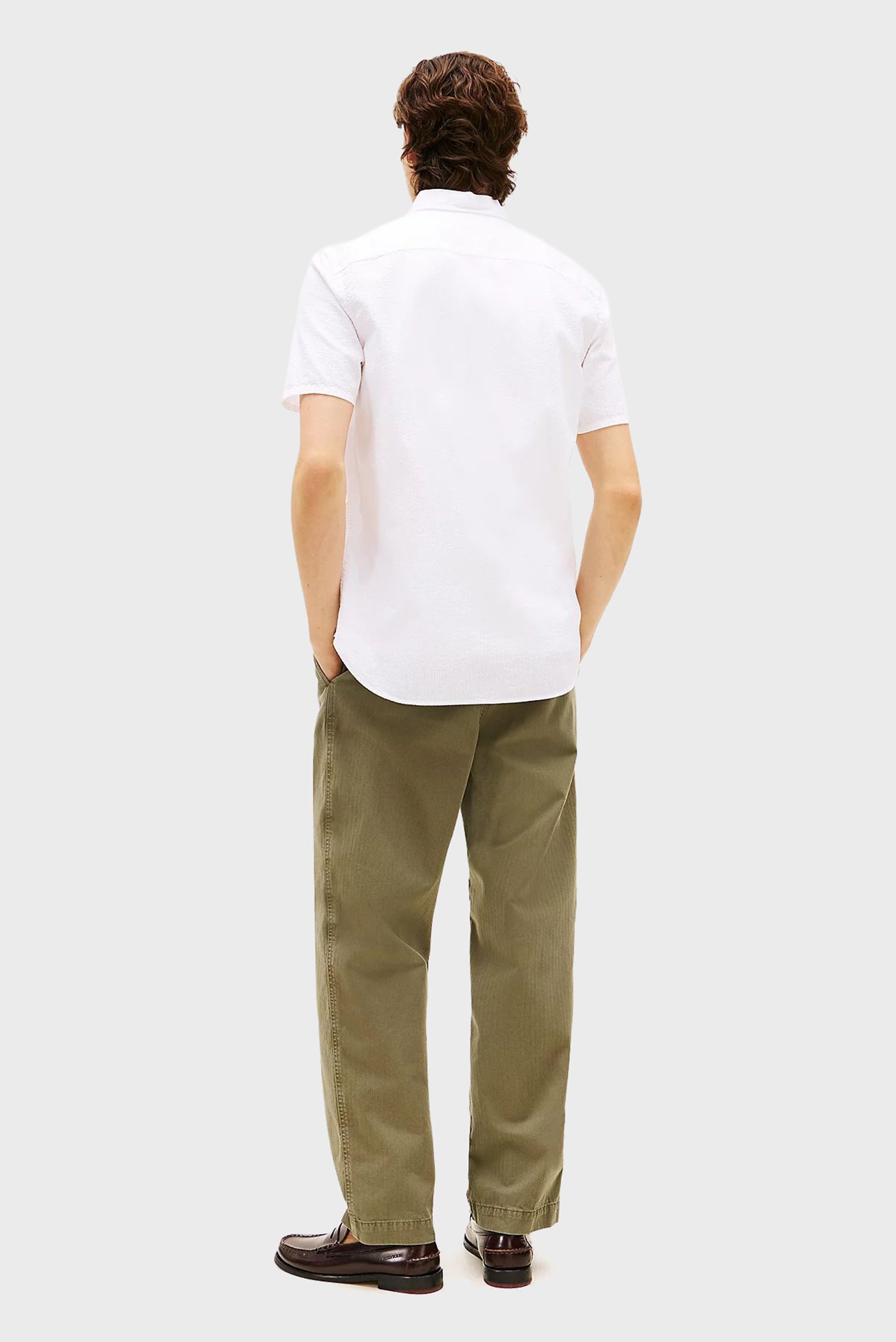 Мужская белая рубашка SEERSUCKER 3