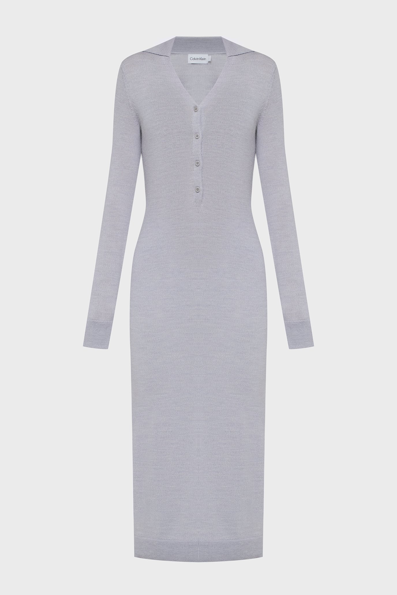 Женское серое шерстяное платье MERINO WOOL BUTTON 6