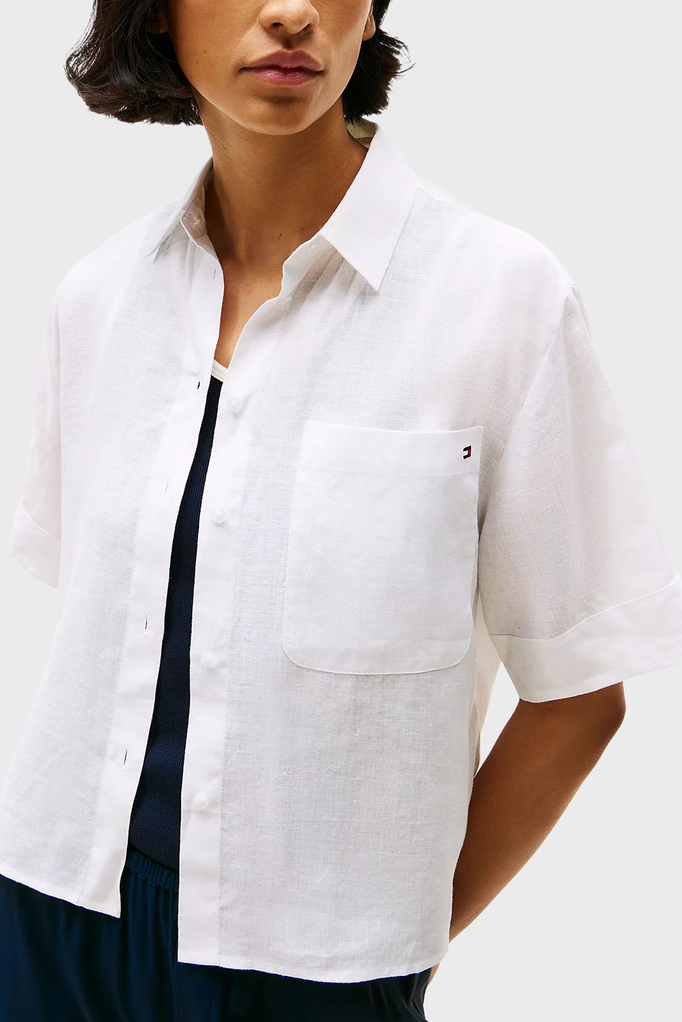 Женская белая льняная рубашка ESSTommy Hilfiger Женская белая льняная рубашка ESS 4