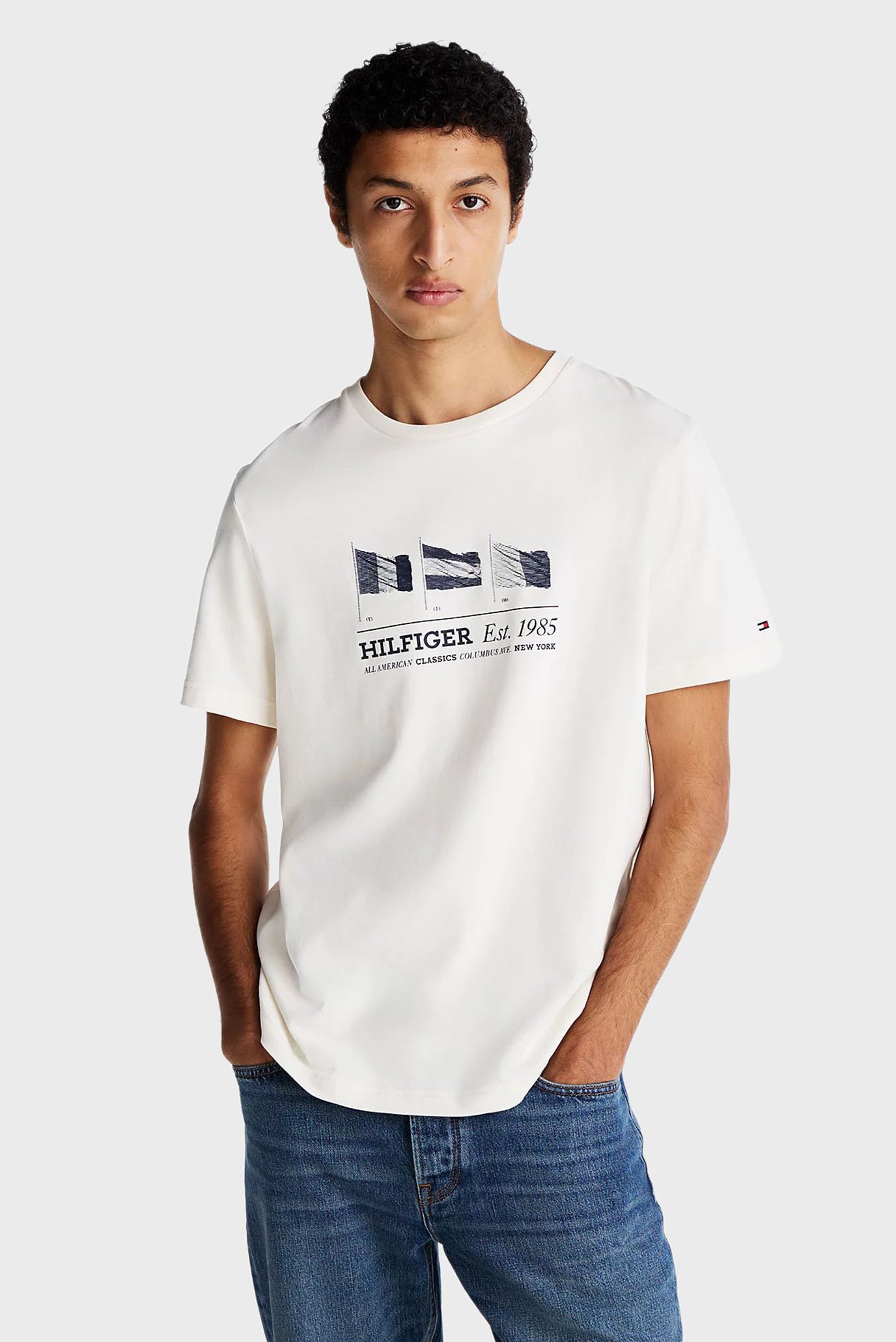 Мужская белая футболка HILFIGER FLAGS TEE 1