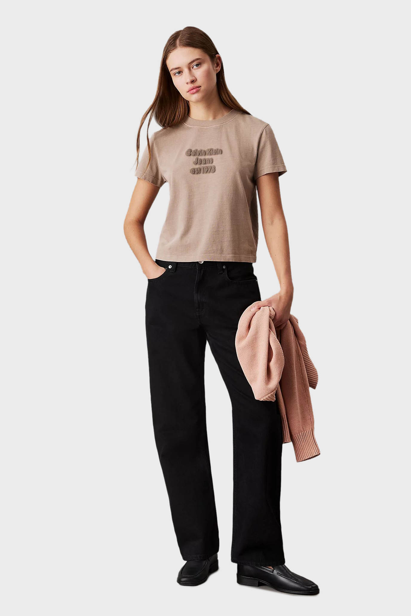 Женская бежевая футболка WASHED PUFF PRINT 4