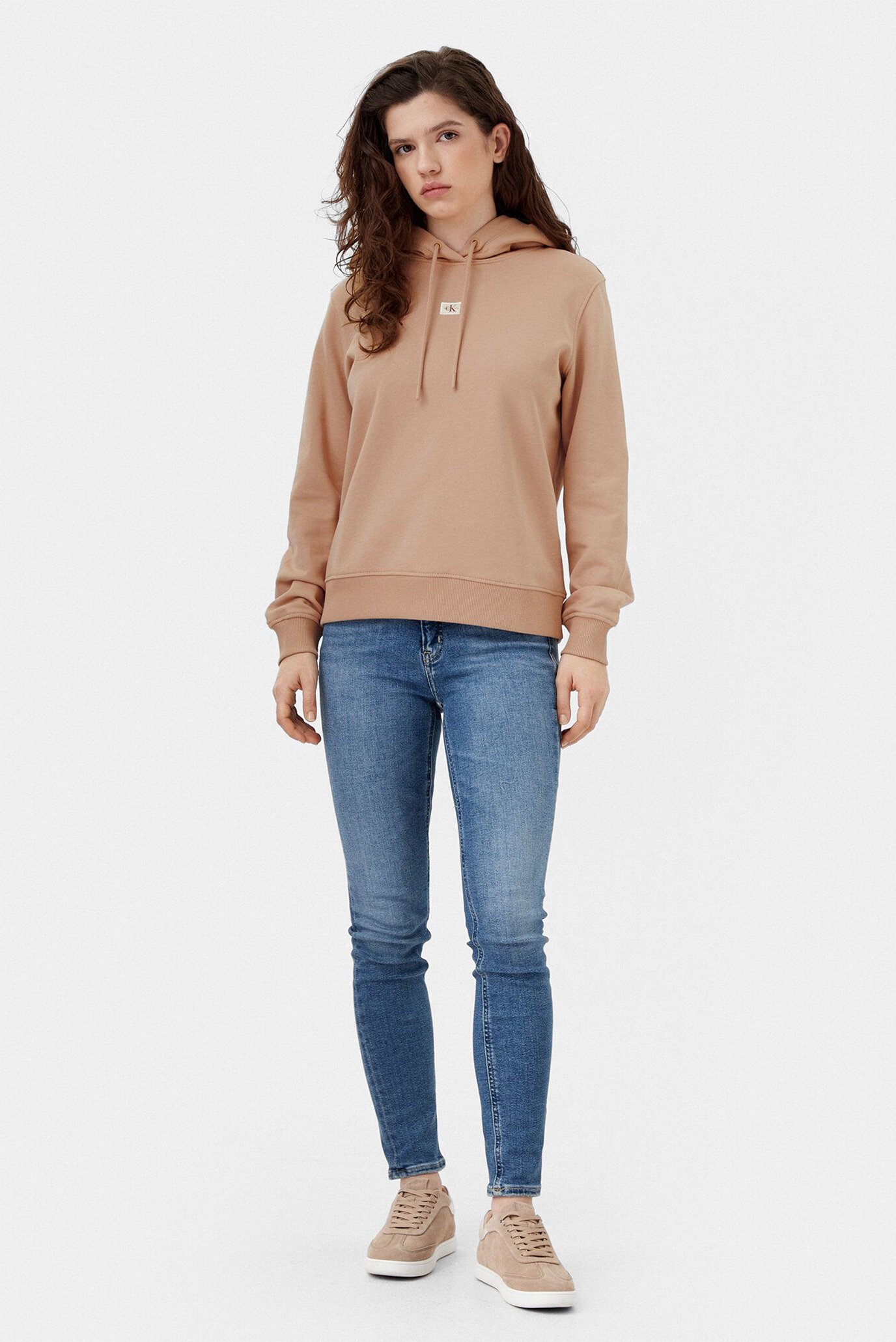 Женское персиковое худи WOVEN LABEL REGULAR HOODIECalvin Klein Jeans Женское персиковое худи WOVEN LABEL REGULAR HOODIE 2