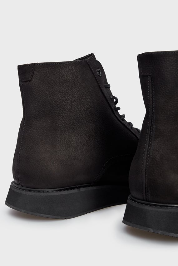 Мужские черные кожаные ботинки LACE UP BOOT