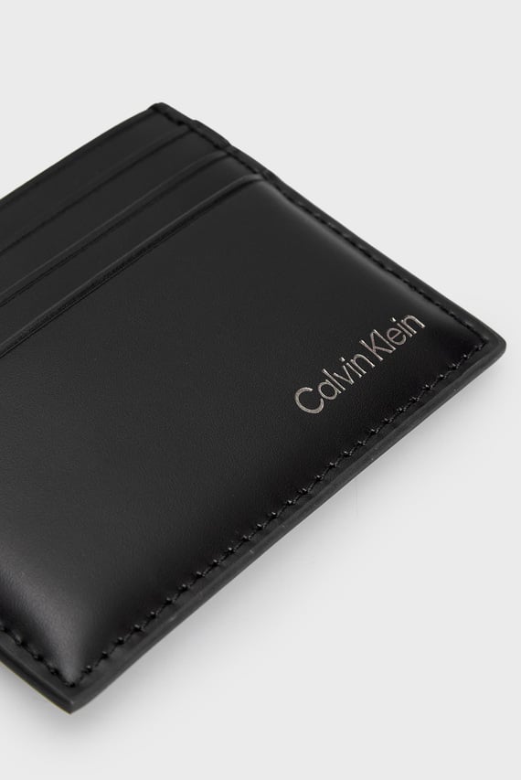 Мужской черный кожаный кардхолдер CK SMOOTH CARDHOLDER
