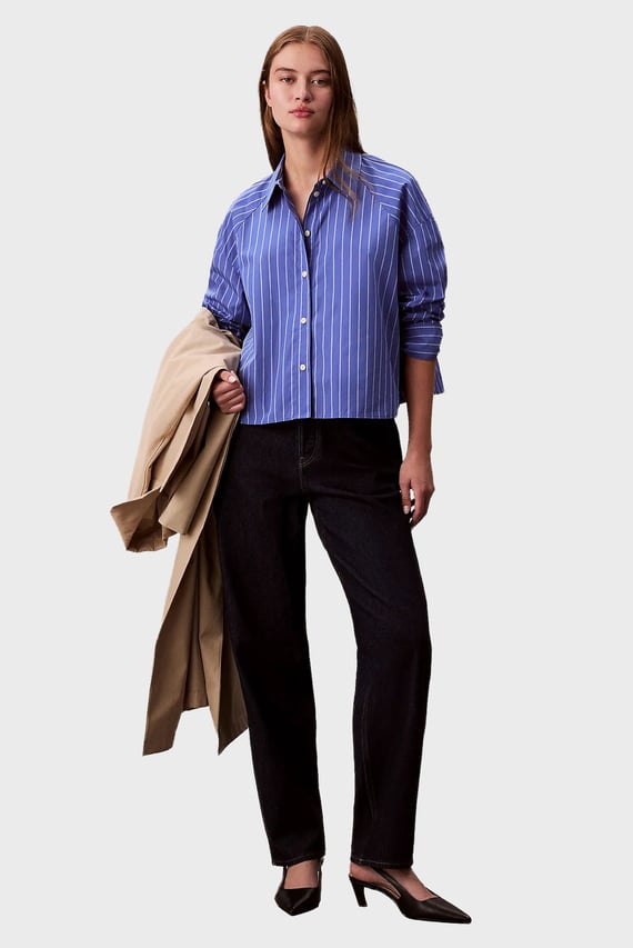 Рубашка/YD STRIPE BOXY CROPPED SHIRT