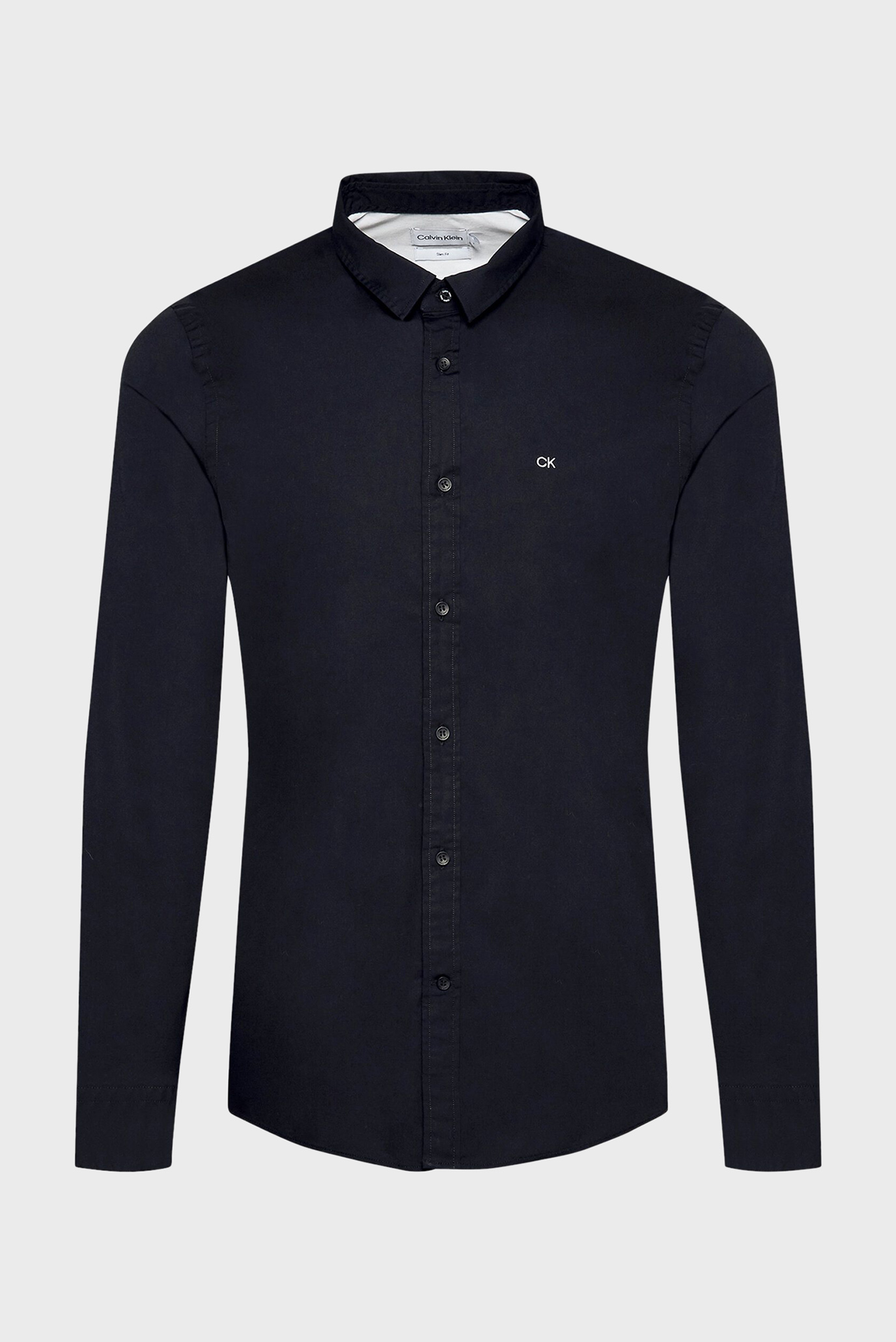 Мужская черная рубашка STRETCH POPLIN SLIM 5