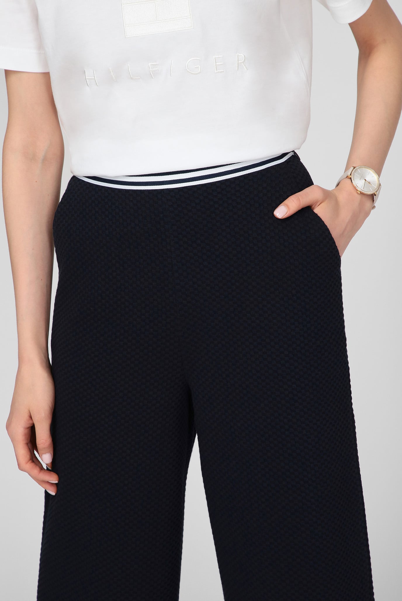 Женские темно-синие кюлоты TEXTURED KNIT WIDE LEG CROP PANT 10