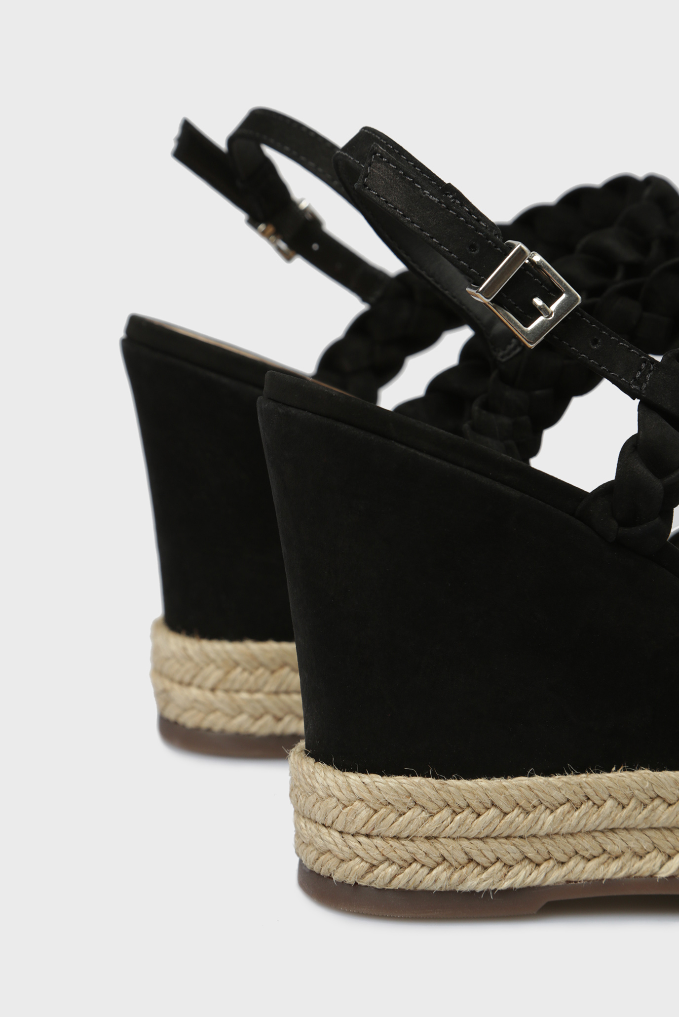 Женские черные кожаные босоножки 10