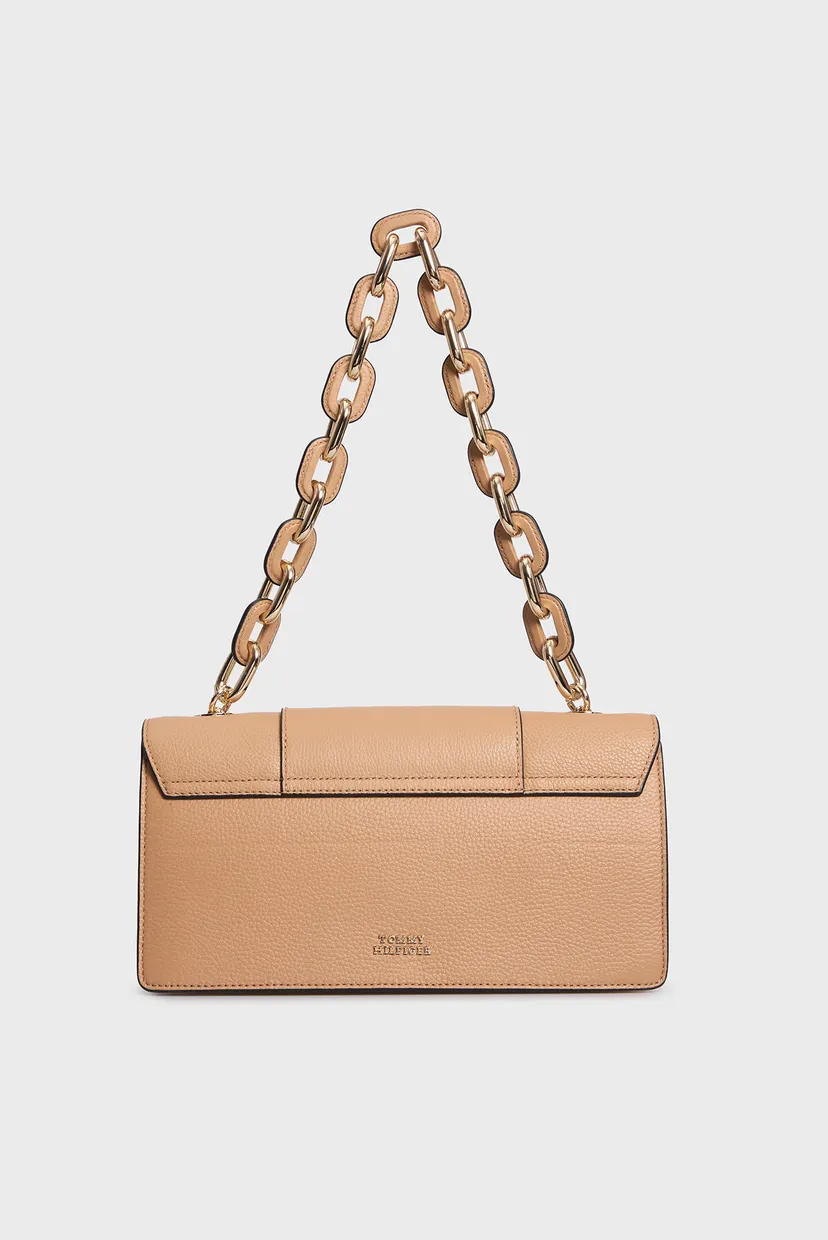 Женская бежевая кожаная сумка TURNLOCK LEATHER BAG 4