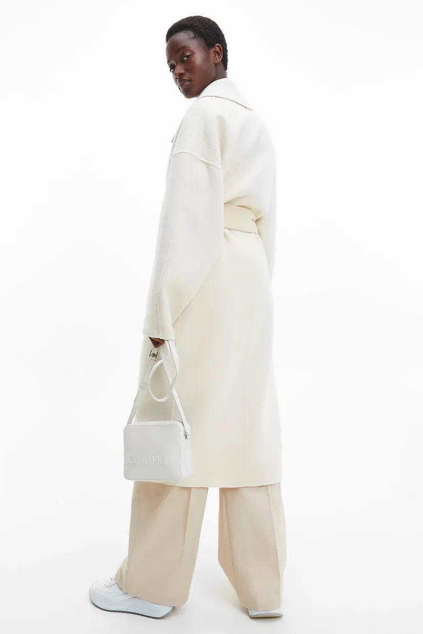 Женское белое шерстяное пальто DOUBLE FACED OVERSIZED WRAP 8