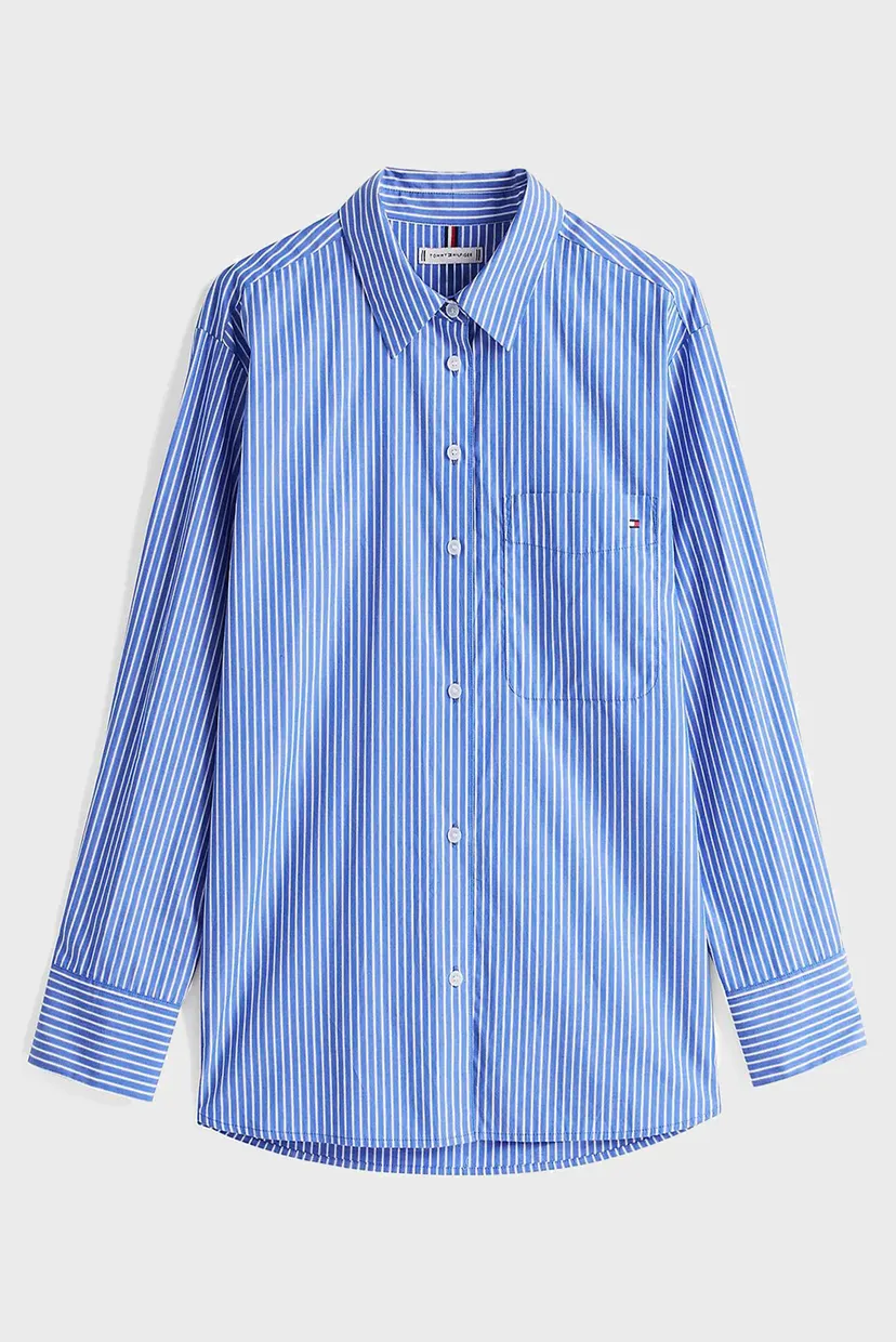 Женская синяя рубашка в полоску ESS POPLIN EASY FIT 5
