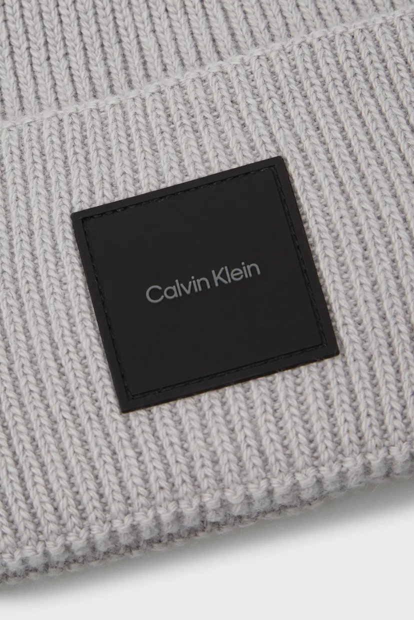 Мужская серая шапка COTTON WOOL FINE RIB BEANIE 3