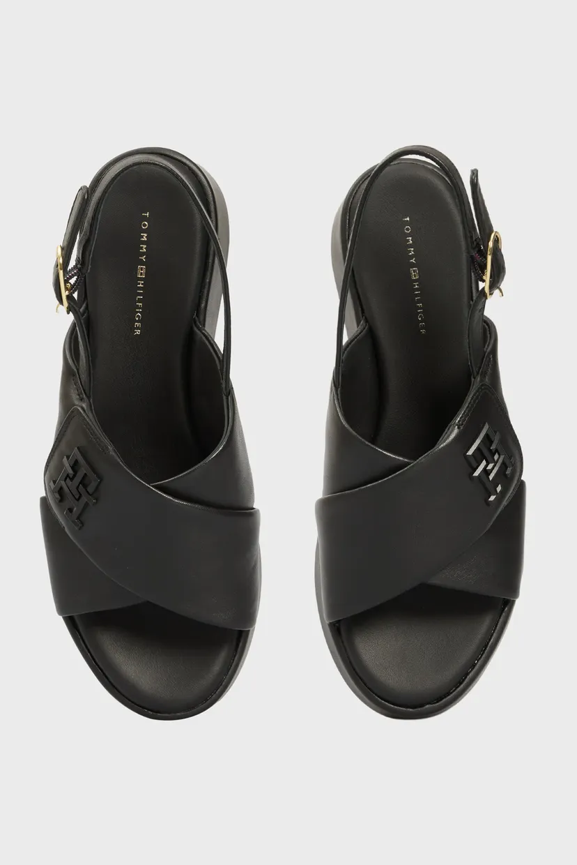 Женские черные кожаные сандали TH LOGO HW PADDED LEATHER SANDAL 4