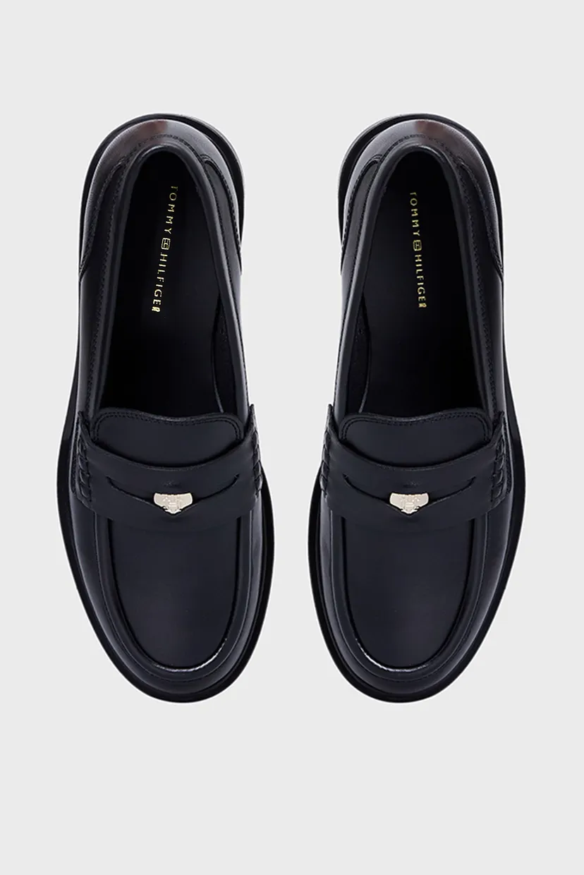 Женские черные кожаные лоферы TH PENNY LOAFER 4
