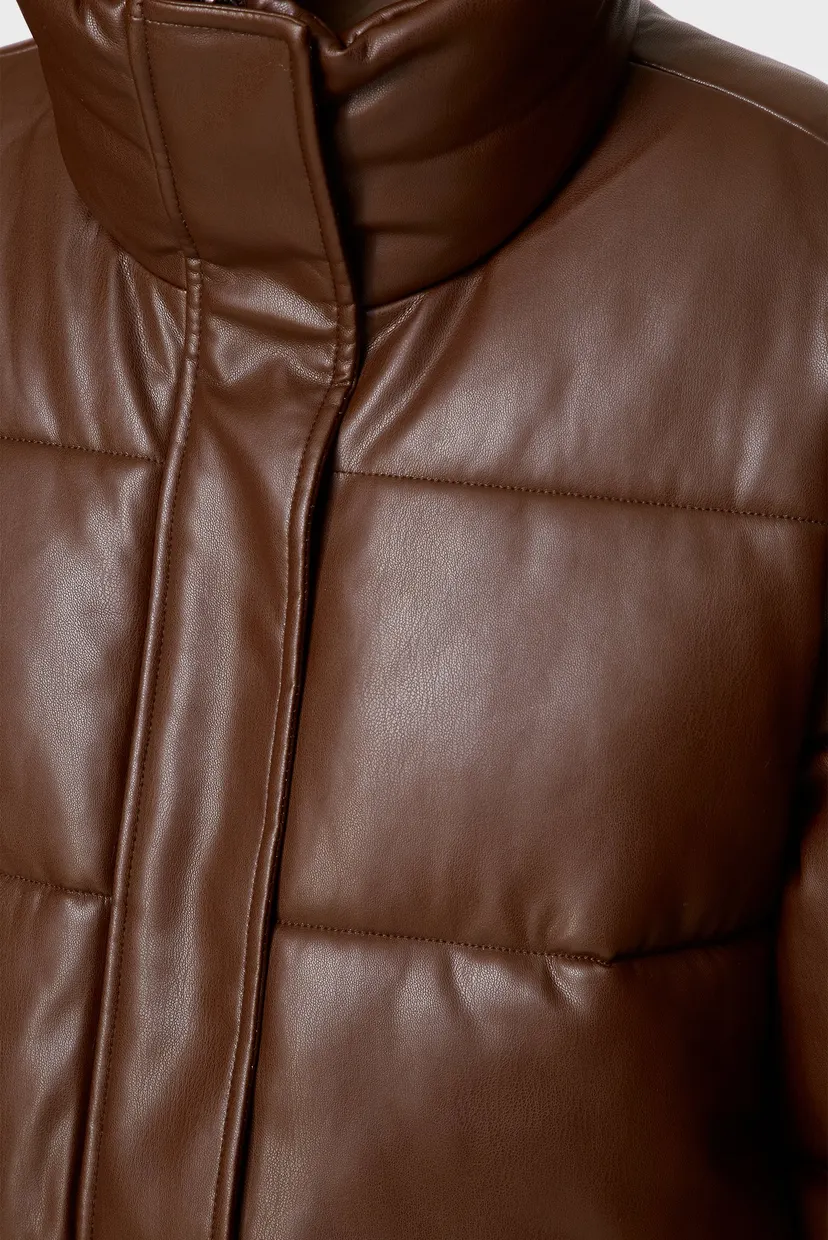 Женская коричневая куртка PU PADDED PUFFER JACKET 3
