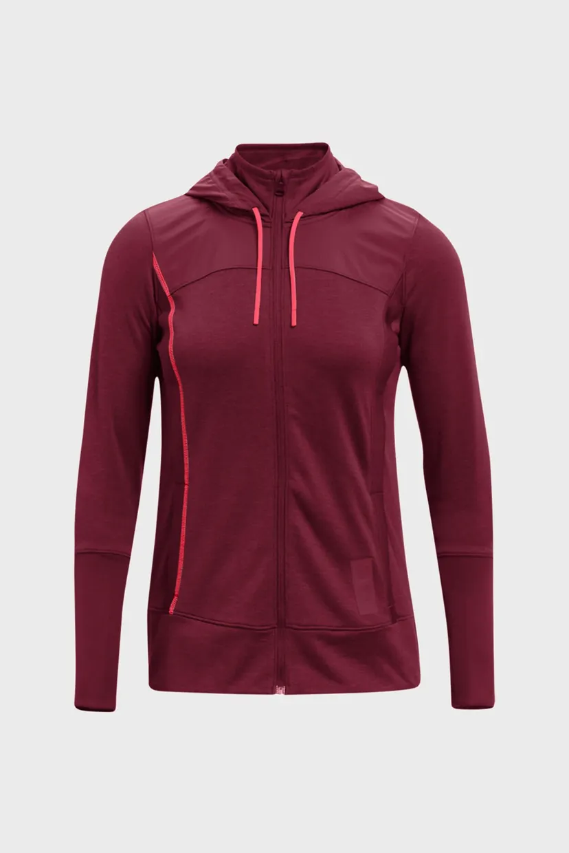 Женское бордовое худи UA Run Anywhere Hybrid Jkt 4