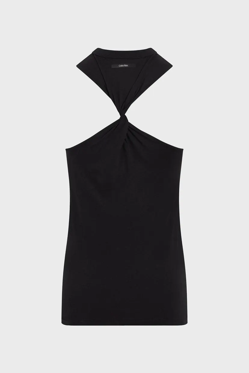 Женский черный топ SMOOTH COTTON TWIST BACK TANK 4