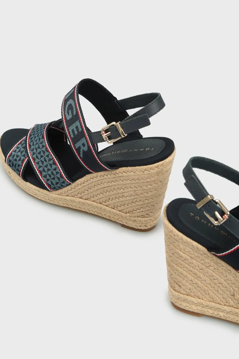 Женские синие босоножки TOMMY WEBBING HIGH WEDGE 8