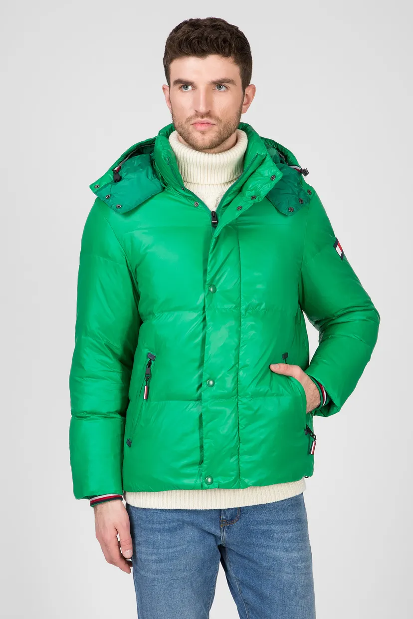 Мужская зеленая куртка SHINY HOODED 6