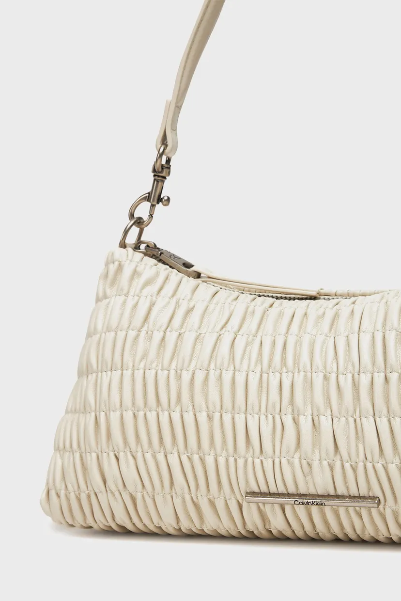 Женская белая сумка RUCHED DROP SHOULDER BAG 4