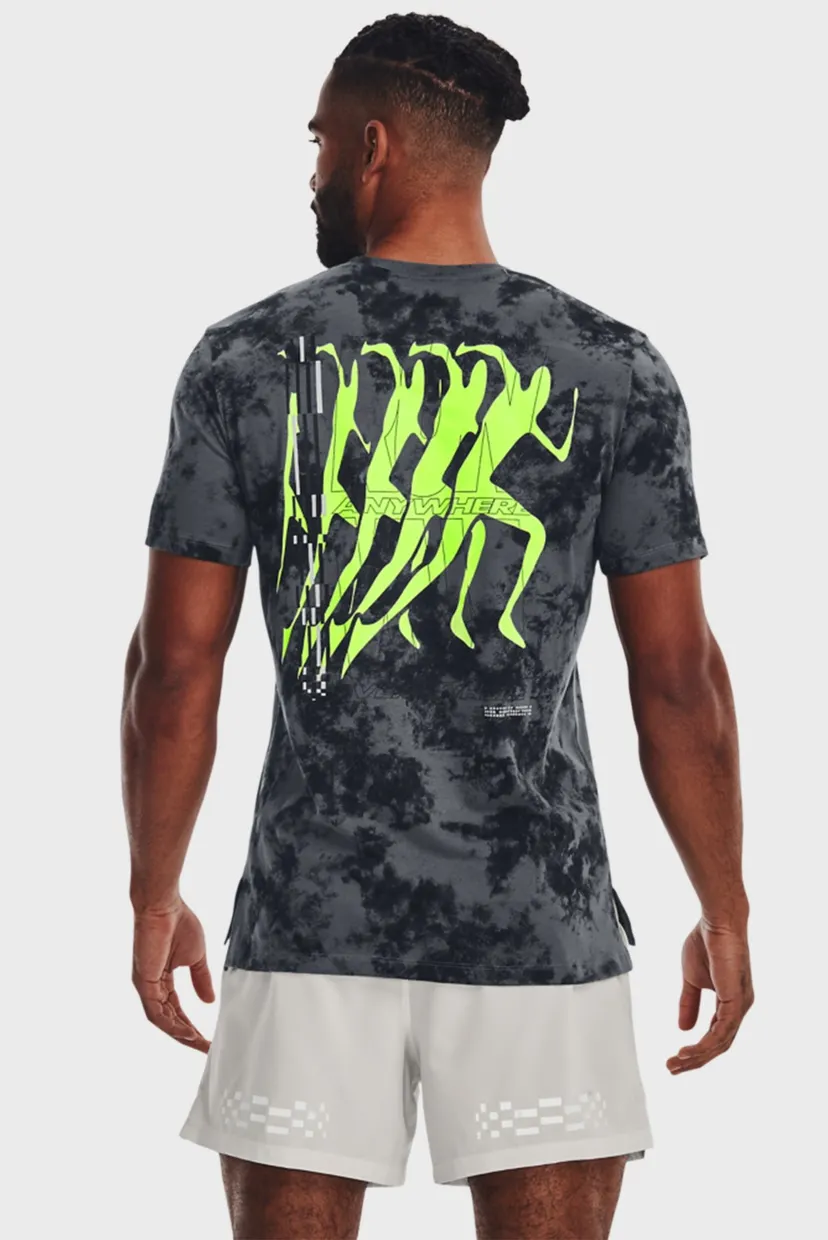 Мужская серая футболка с узором UA RUN ANYWHERE SS TEE 3