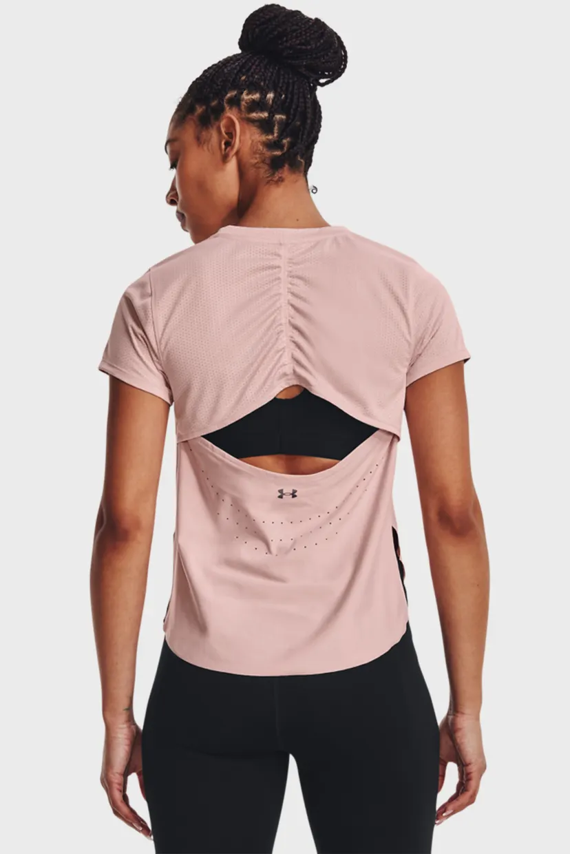 Женская розовая футболка UA PaceHER Tee 8