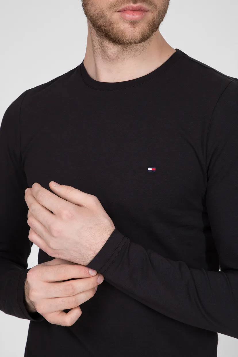 Мужской черный лонгслив STRETCH SLIM FIT LONG SLEEVE TEE 5