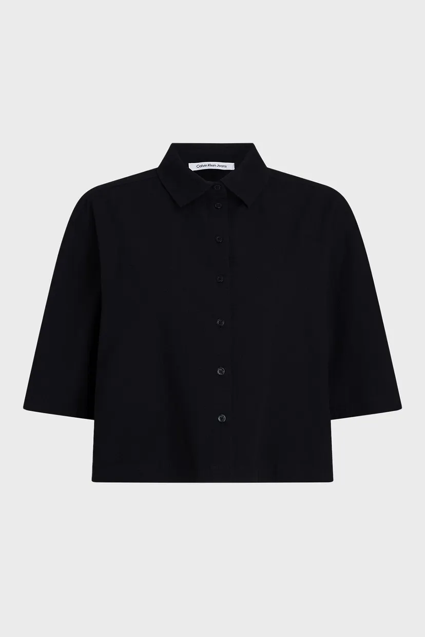 Женская черная рубашка BACK DETAIL SEERSUCKER 5