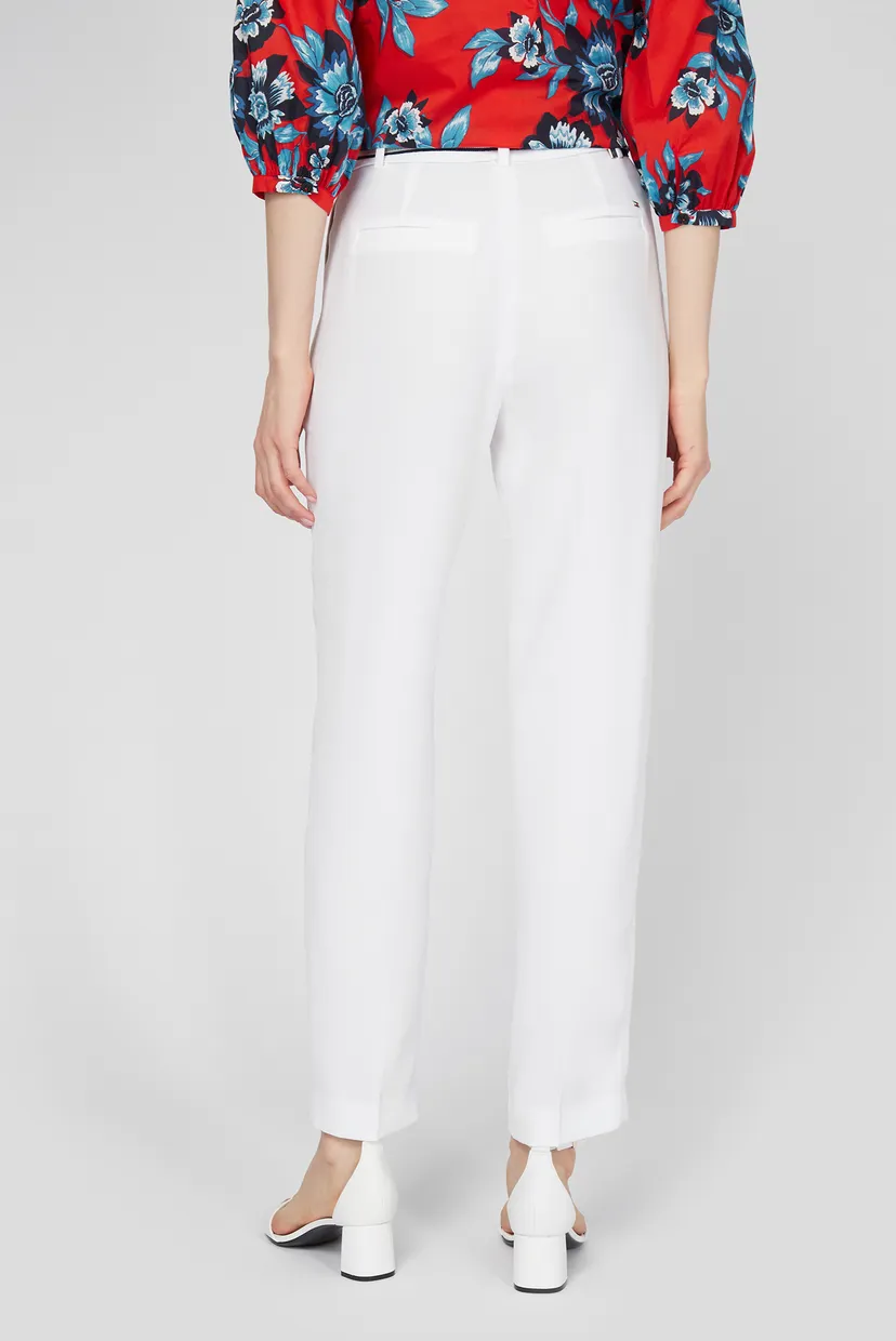 Женские белые брюки CREPE BELTED TAPERED ANKLE PANT 9
