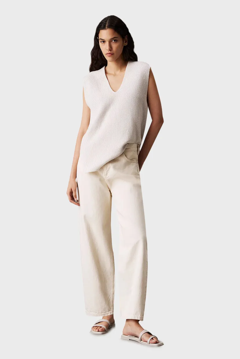 Женский белый шерстяной жилет RECYCLED WOOL RIB 3