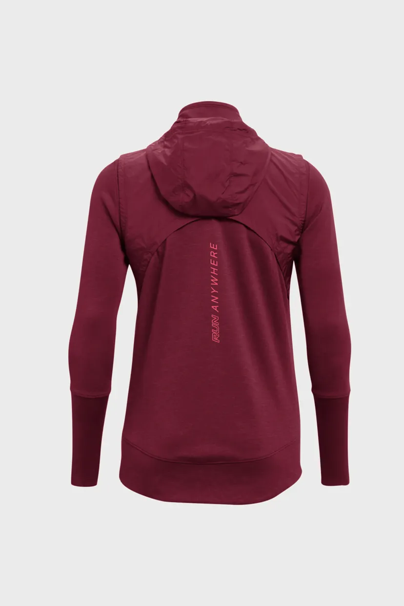Женское бордовое худи UA Run Anywhere Hybrid Jkt 9