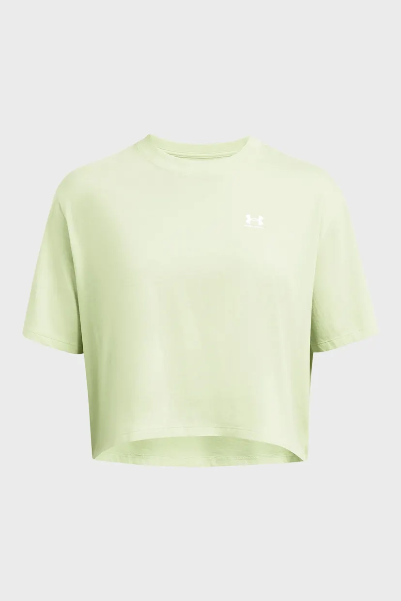 Женская салатовая футболка UA W BOXY CROP LOGO SS 3
