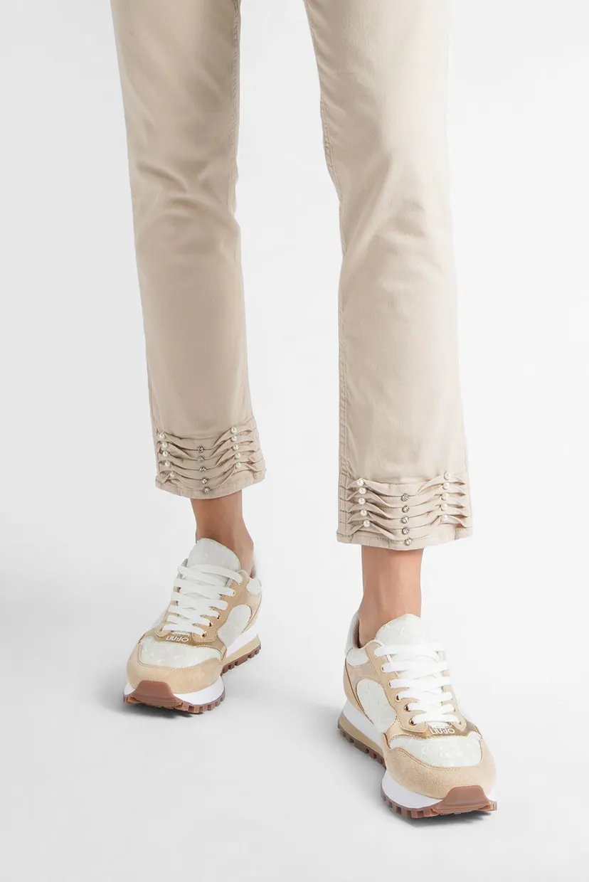 Кроссовки LIU JO WONDER 39 - SNEAKER COW SUEDE NYLON SHIN WHITE BEIGE 6