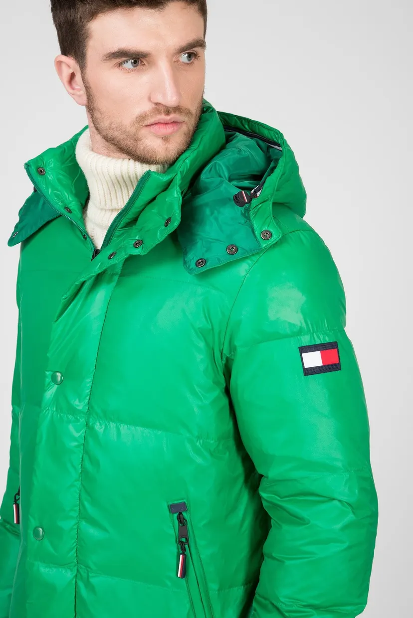 Мужская зеленая куртка SHINY HOODED 4