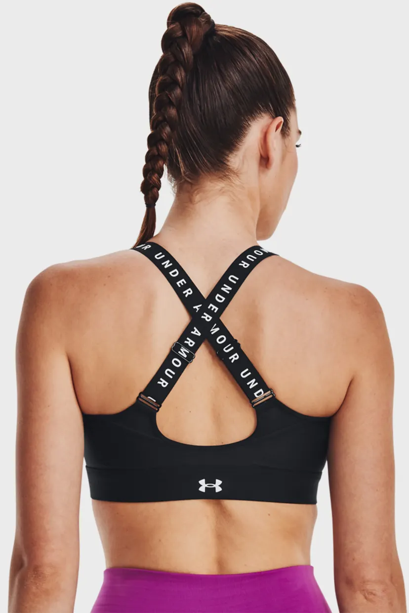 Женский черный спортивный топ UA Infinity High Bra Zip 19