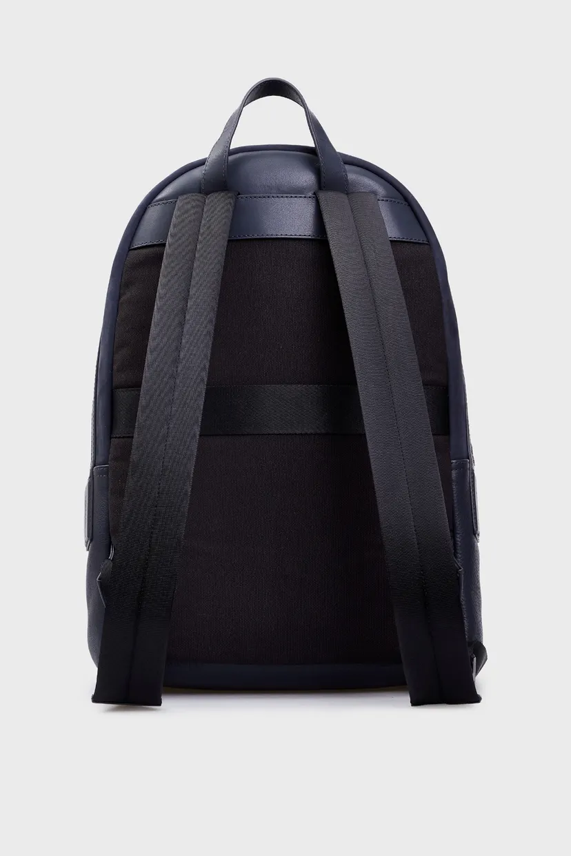 Мужской темно-синий кожаный рюкзак TH CASUAL LEATHER BACKPAC 4