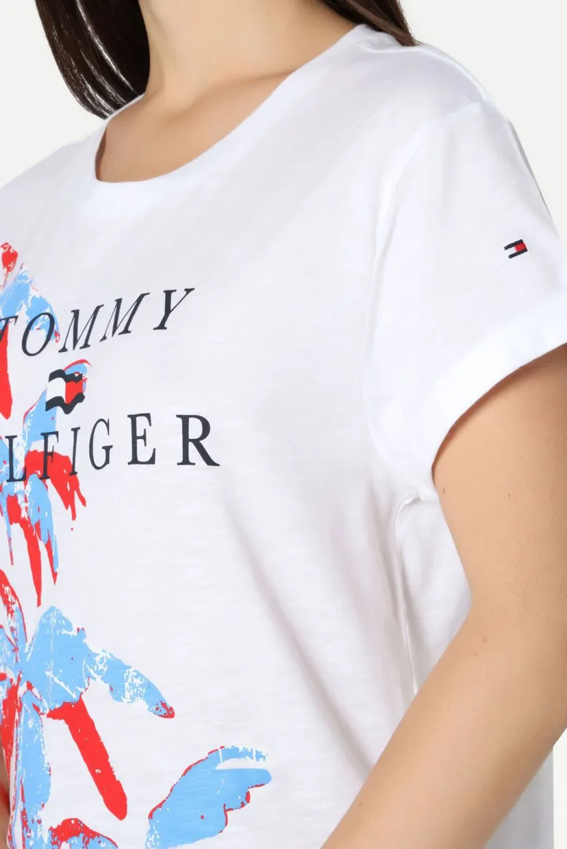 Женская белая футболка REGULAR SLUB FLORAL C-NK TEE 5