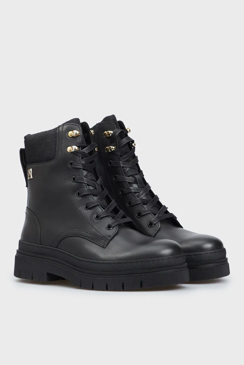 Женские черные кожаные ботинки CLEATED LACE-UP LTHR MIX MONO TL 3
