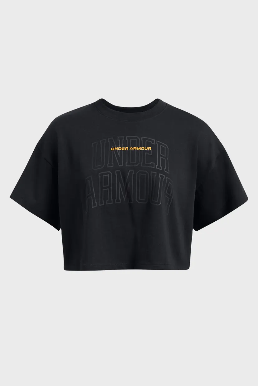 Женская черная футболка UA W VARSITY MIX HW SS CROP 3