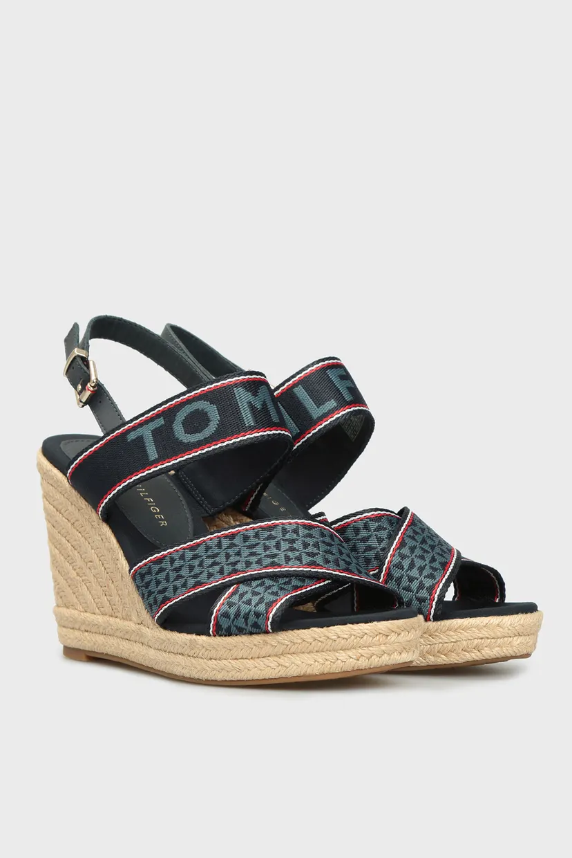 Женские синие босоножки TOMMY WEBBING HIGH WEDGE 3