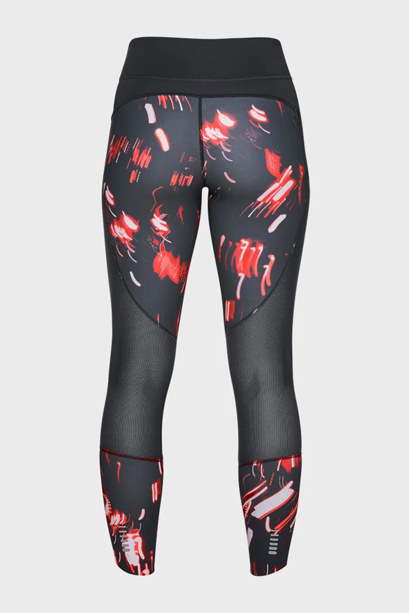 Женские черные тайтсы UA SpeedPocket Printed Run Crop 10