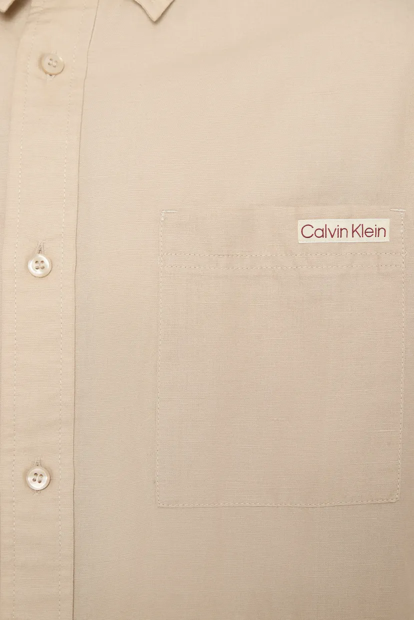 Мужская бежевая льняная рубашка LINEN COTTON S S SHIRT 3