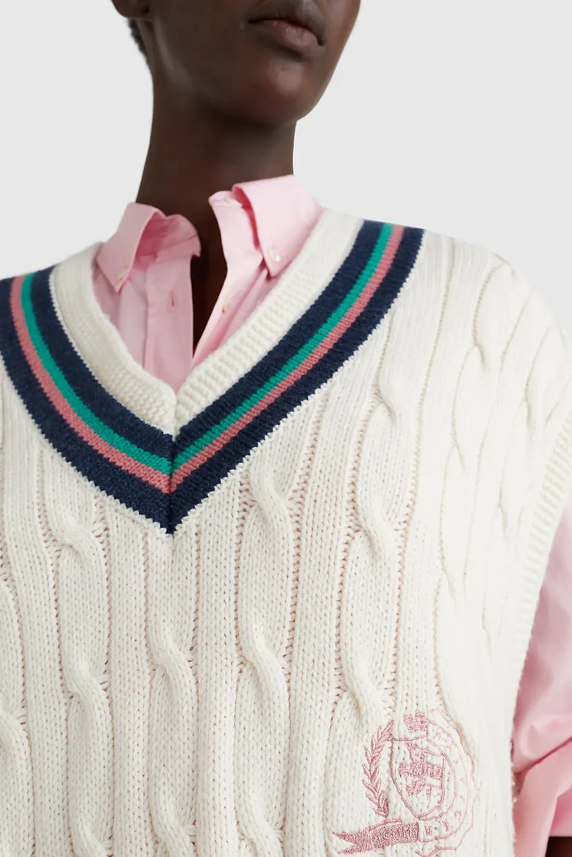 Женский белый пуловер с короткими рукавами ICON V-NK VEST SWEATER 8