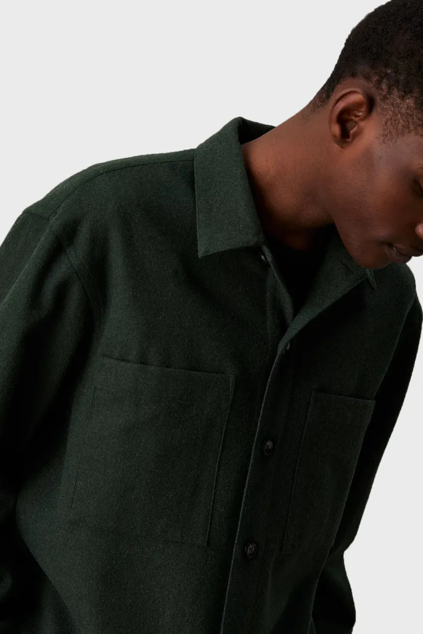 Мужская темно-зеленая шерстяная рубашка WOOL BLEND OVERSHIRT 4