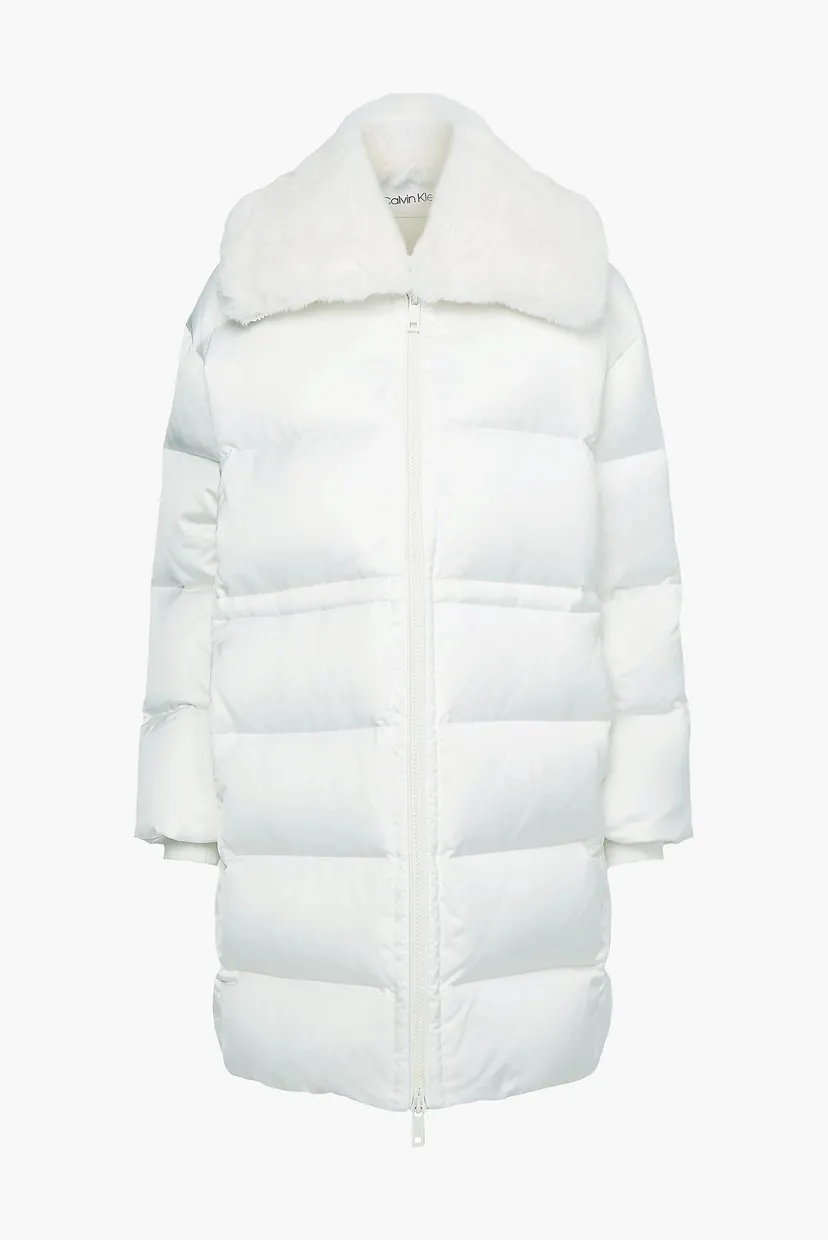 Женский белый пуховик LUX SATIN PUFFER COAT 13