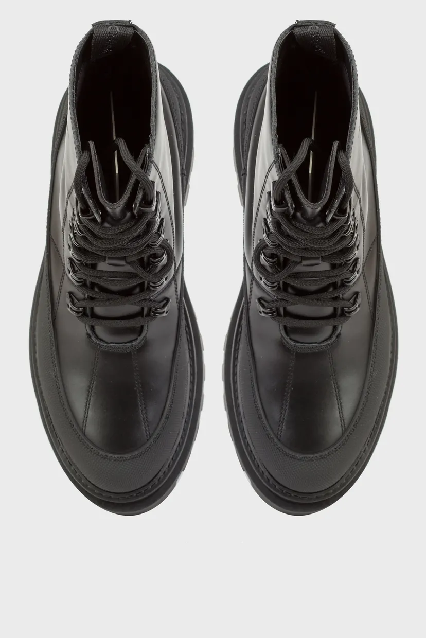 Женские черные кожаные ботинки FLATFORM LACE UP BOOT LTH 4